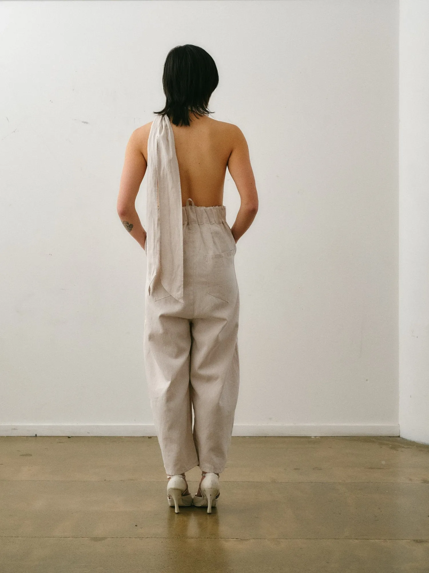 Otsu Kaguya Overalls - Cotton/Linen - Ivory