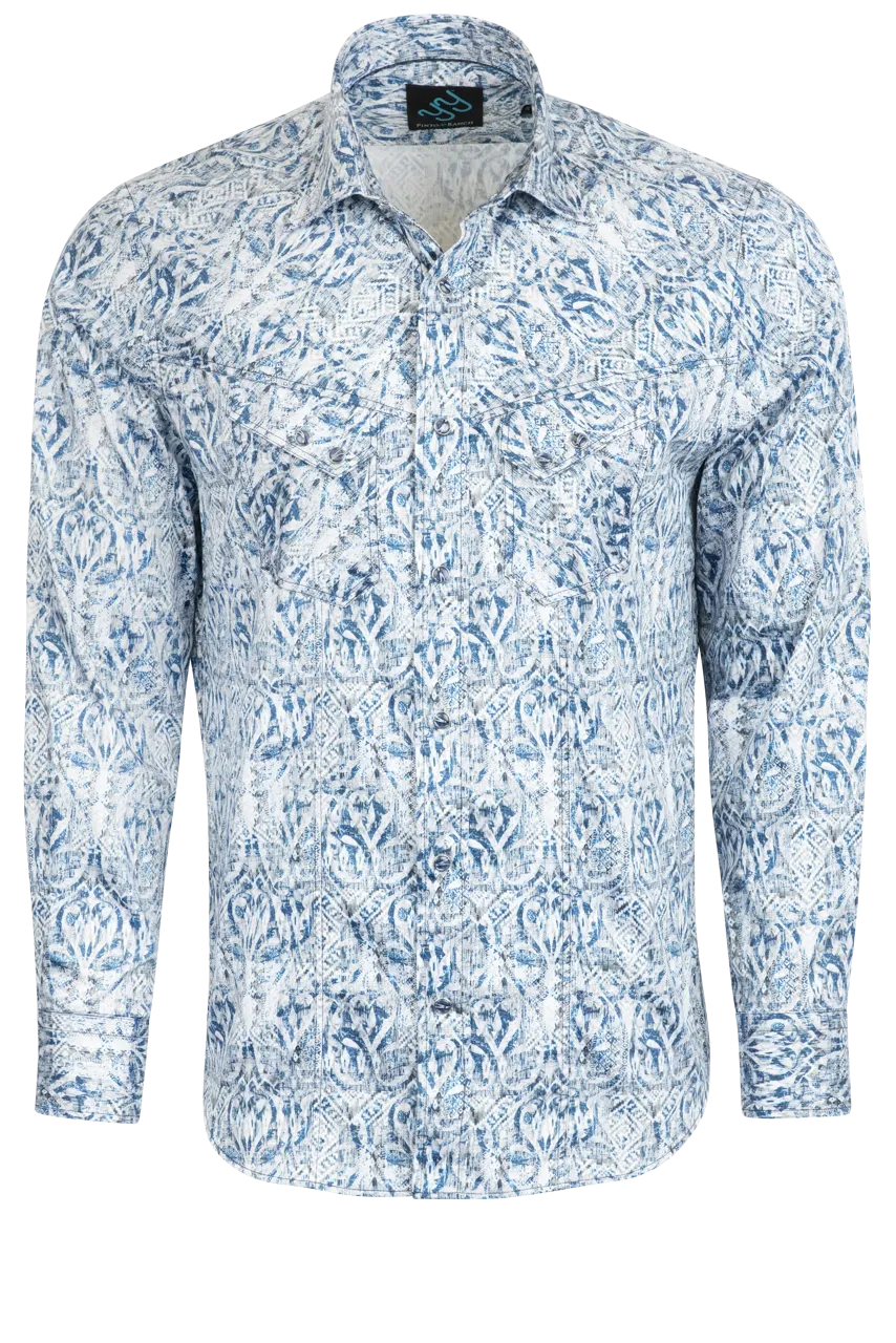 Pinto Ranch YY Collection Batik Button-Front Shirt - Blue