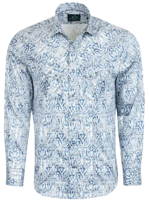 Pinto Ranch YY Collection Batik Button-Front Shirt - Blue