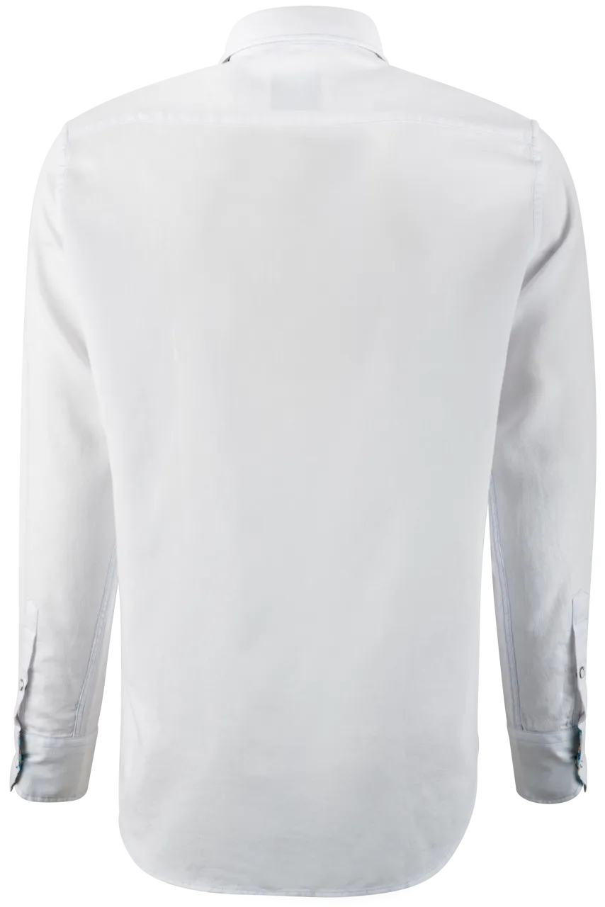 Pinto Ranch YY Collection Washed Long Sleeve Pearl Snap Shirt - White