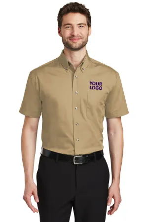 Port Authority Short Sleeve Custom Twill Shirts, Khaki