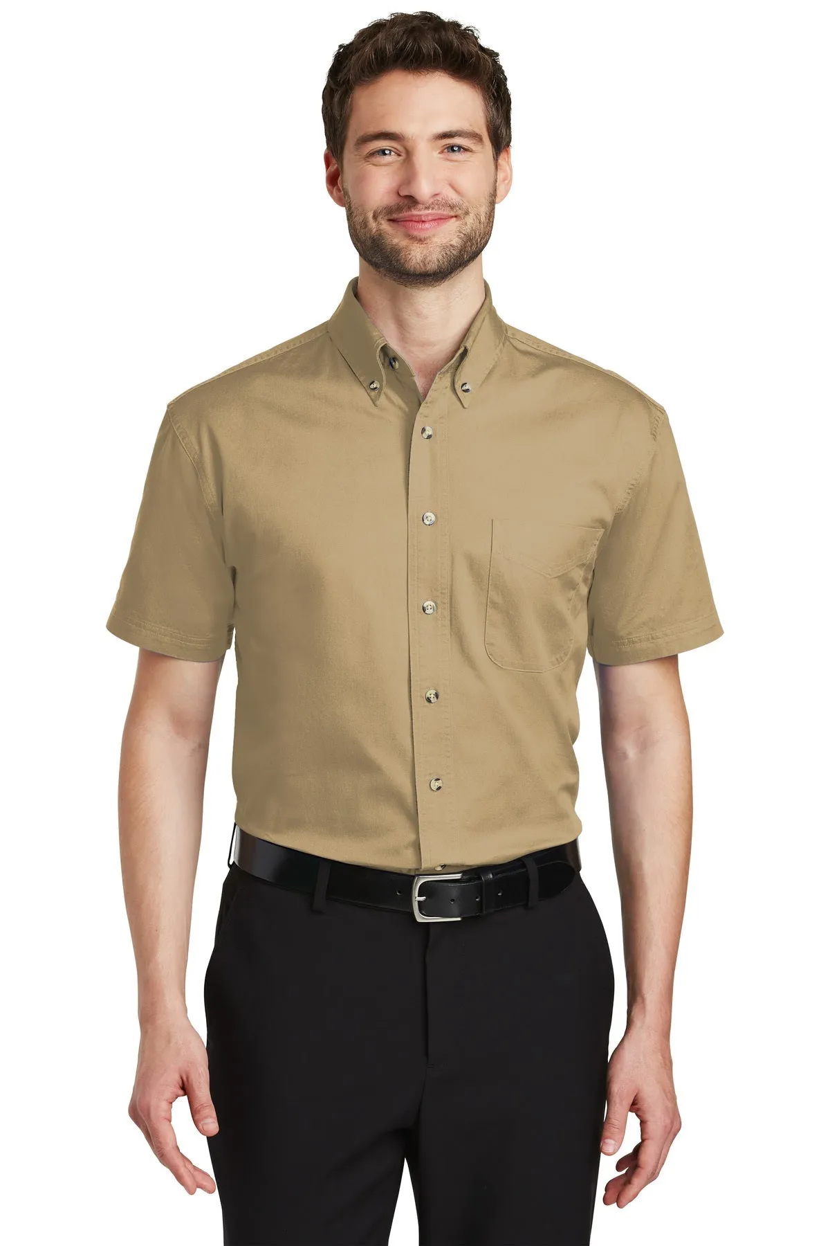 Port Authority Short Sleeve Custom Twill Shirts, Khaki