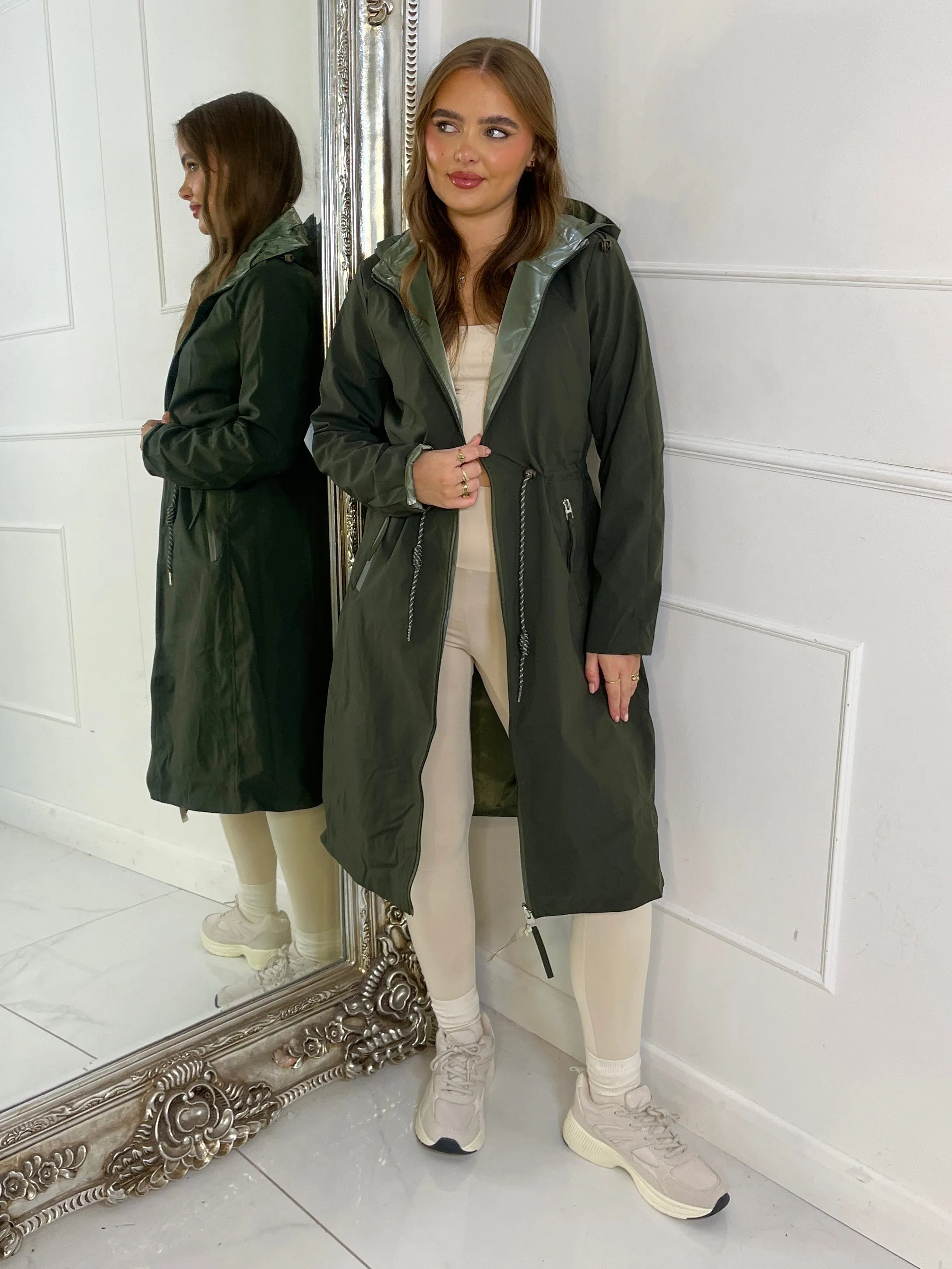 Reversible Long Length Jacket - Khaki