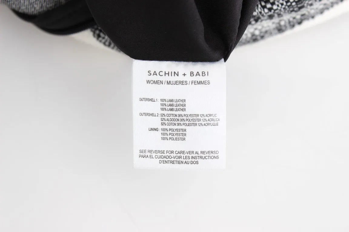 Sachin & Babi Elegant Leather Liza Skirt in Black and Gray