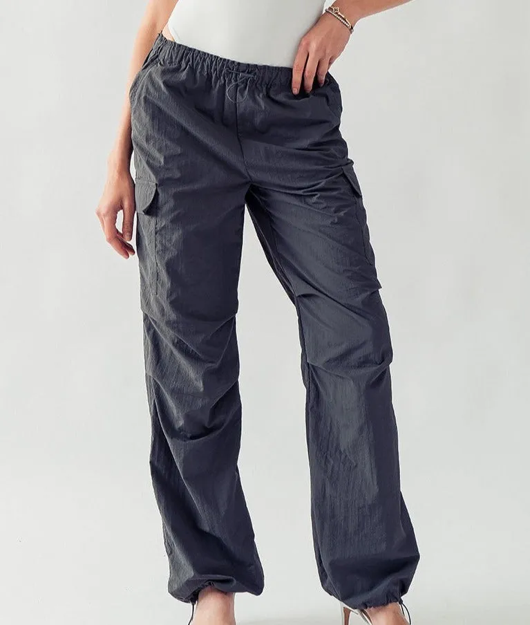 Slate Grey Toggle Drawstring Cargo Pants