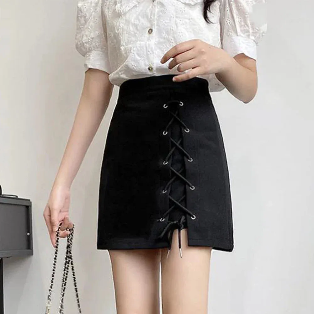 Solid Color Street Tight A-line Bandage Skirt