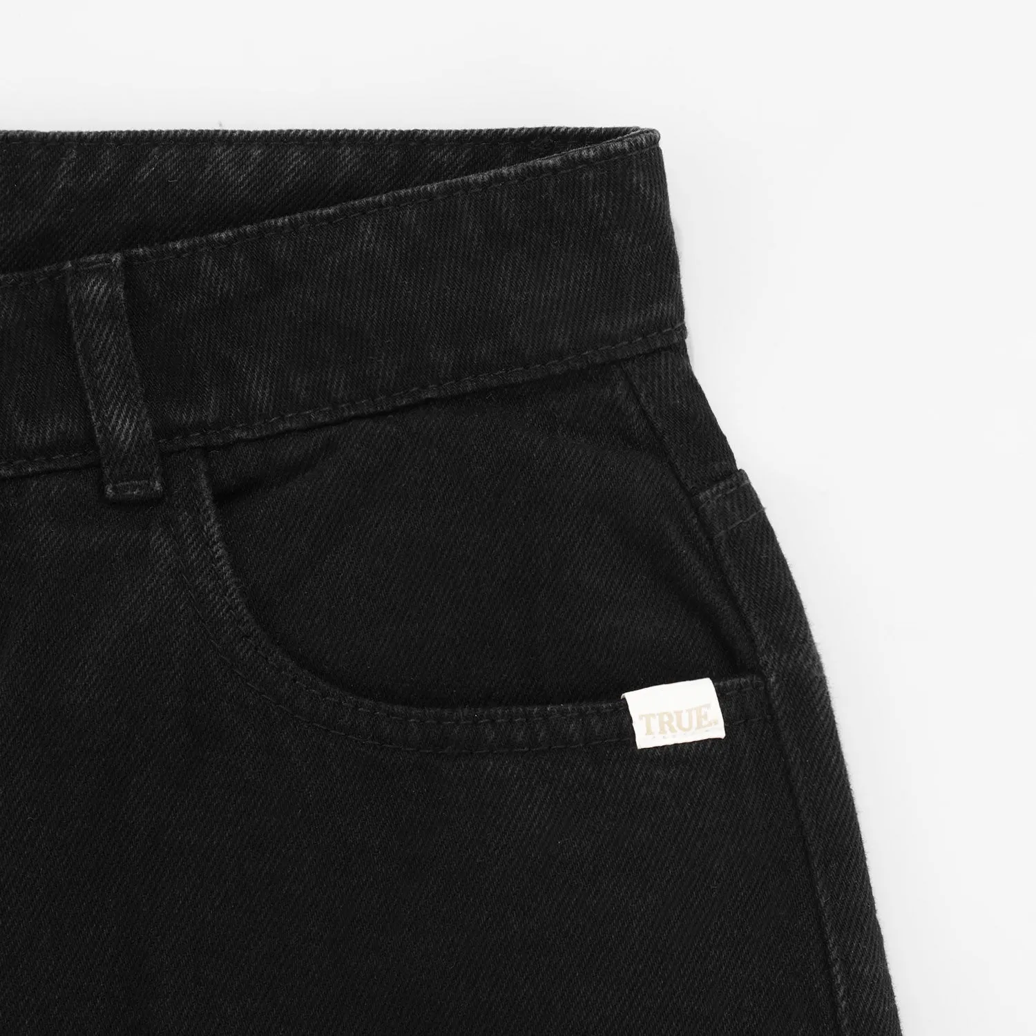 Straight Denim Cargo Pants - Black