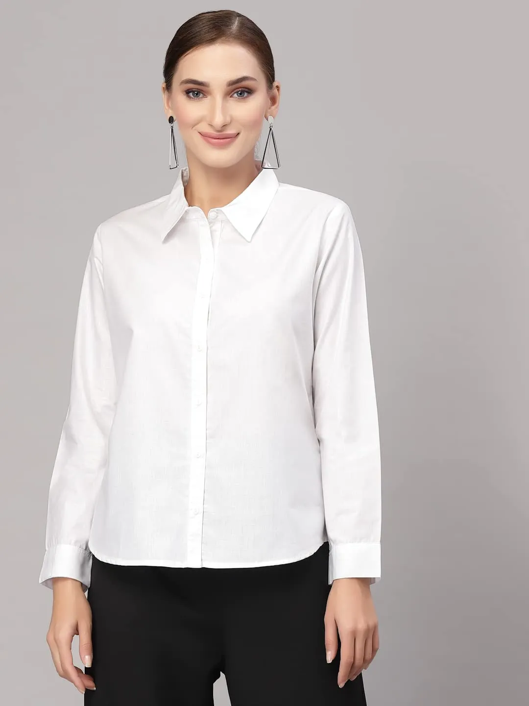 Style Quotient Women Solid Polycotton Regular Formal Shirt