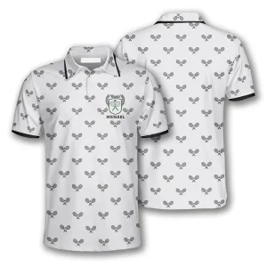 Tennis Pattern Emblem Custom Tennis Shirts for Men, Gift for Tennis Player