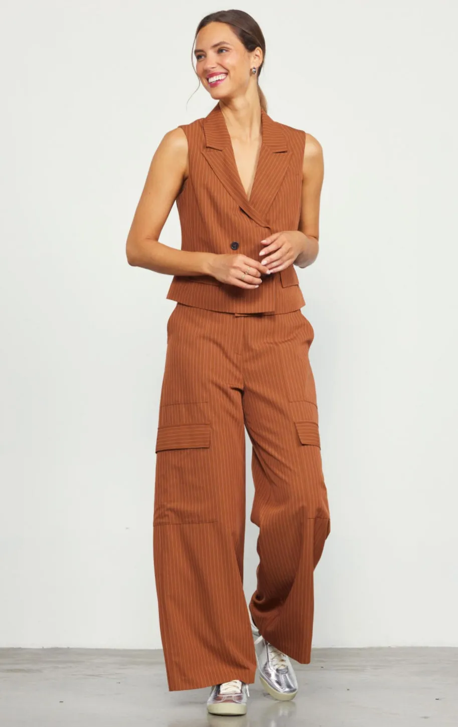 Tuscan Tan Pinstripe Pants