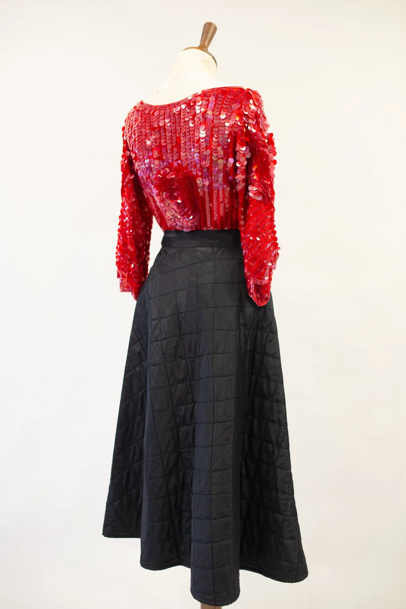 Vintage 1950s Black Quilted Skirt