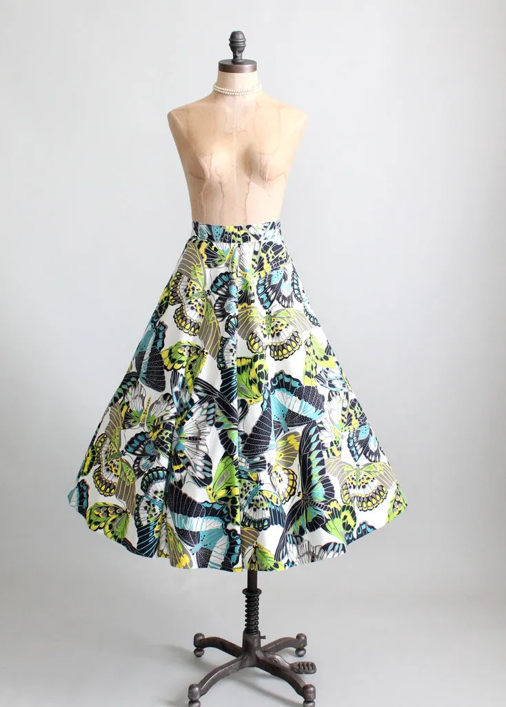 Vintage 1950s Moth Print Circle Skirt