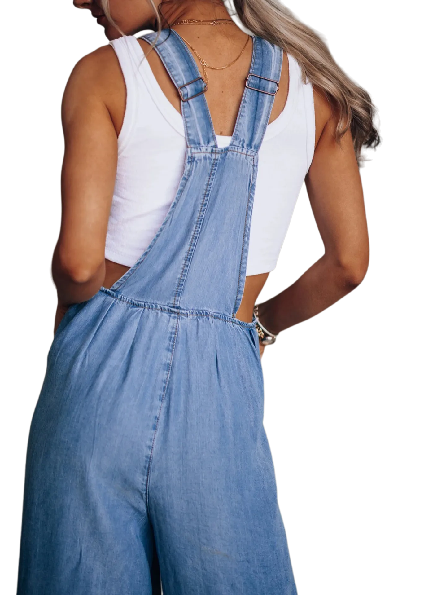 Wide Leg Denim Overalls